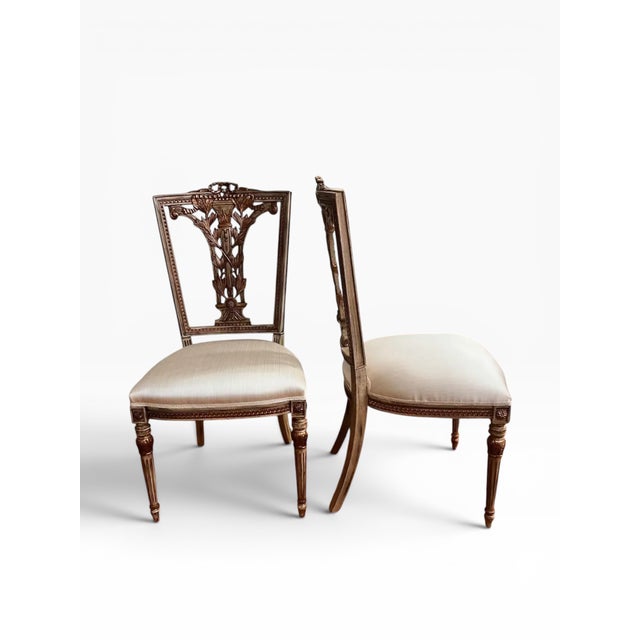 Wood David Michael French Side Chairs- a Pair For Sale - Image 7 of 12