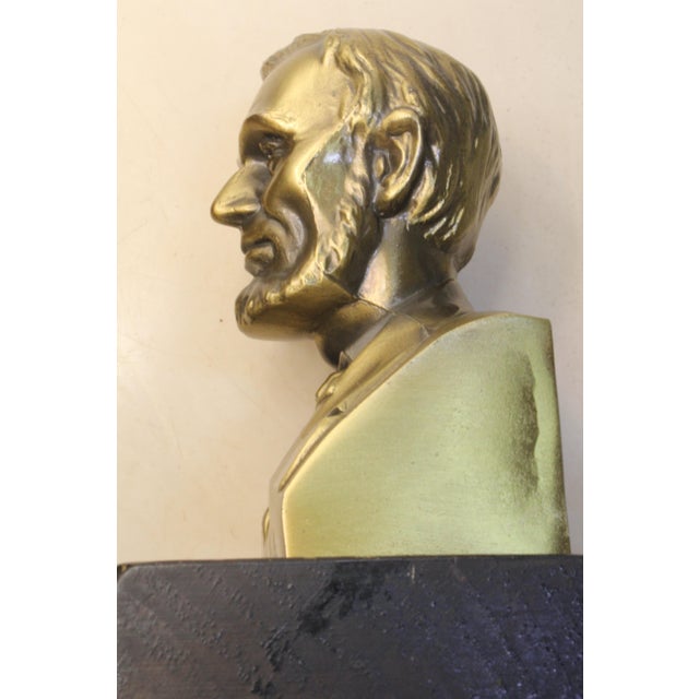 1960s Traditional Americana Solid Brass Abraham Lincoln Bust Bookends on Walnut Bases – A Pair For Sale - Image 12 of 15