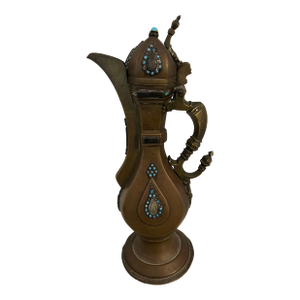 Early 20th Century Brass Ewer With Turquoise Inlay
