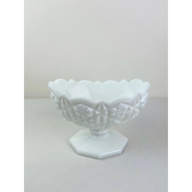 1960s Kemple Toltec Milk Glass White Oval Pedestal Bowl For Sale - Image 11 of 12
