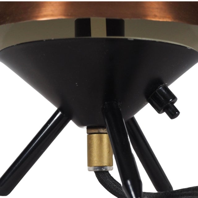 Mid-Century Modern Scandinavian Modern Copper Table Lamp with Layered Shade and Tripod Base by Høvik Verk, Norway, 1960s For Sale - Image 3 of 5