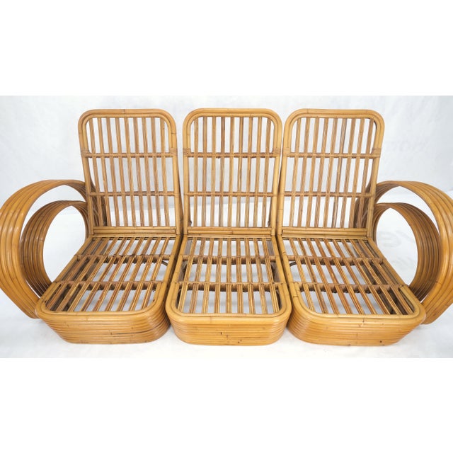 New Upholstery Paul Frankl Rattan Living Room Tank Chair Set MINT! For Sale - Image 15 of 17