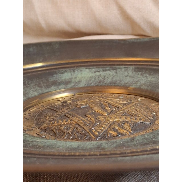 Share Vintage Tzel Tzion Israeli Brass Wall Plate Maccabiah Runner Torch Star of David For Sale - Image 4 of 11
