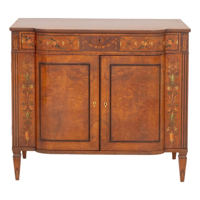 Edwardian Paint-Decorated Satinwood Commode For Sale