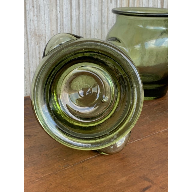 Early 20th Century Green Glass Canister Storage Jars, Spain Flour, Tea, 1960s For Sale - Image 12 of 18