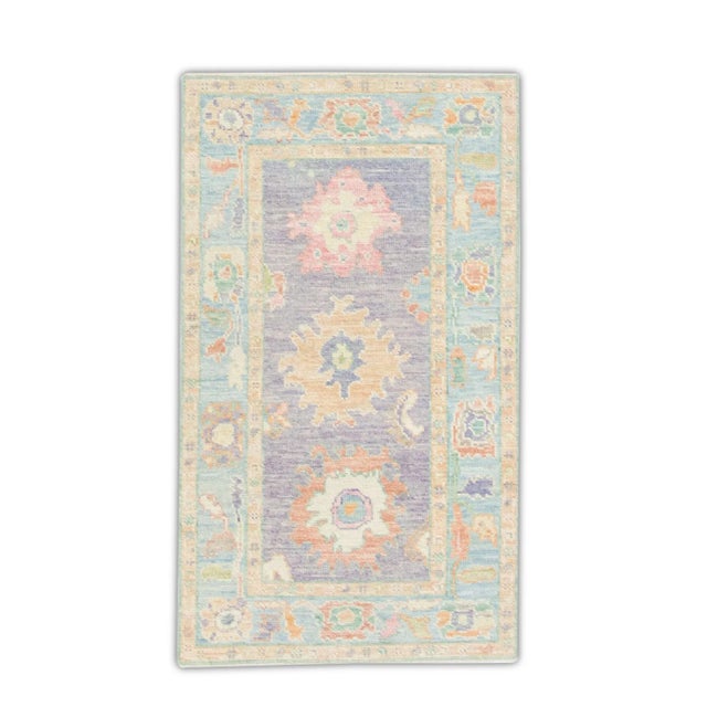 Early 21st Century Multicolor Floral Design Handwoven Turkish Oushak Rug 2'10" X 5' For Sale In Houston - Image 6 of 6