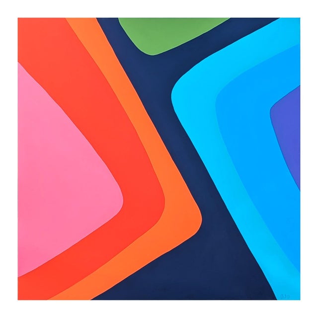 Contemporary Holland Geibel "Can't Stand Still" Contemporary Pink, Blue, Green, & Orange Hard-Edge Abstract, 2025 For Sale - Image 3 of 10