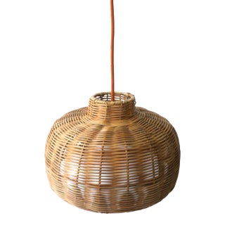 Wicker Chandelier Pendant Light Plug-In For Sale