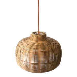 Wicker Chandelier Pendant Light Plug-In
