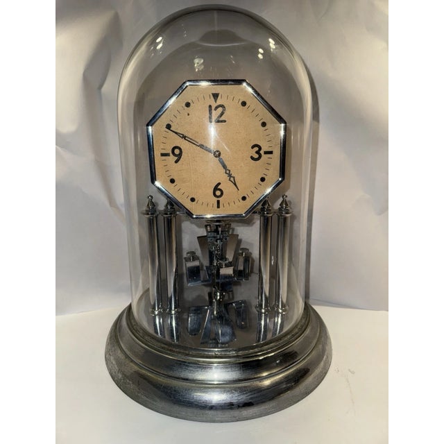 Chrome 1920s German Art Deco Chrome 400 Day Anniversary Mantel Clock For Sale - Image 8 of 9