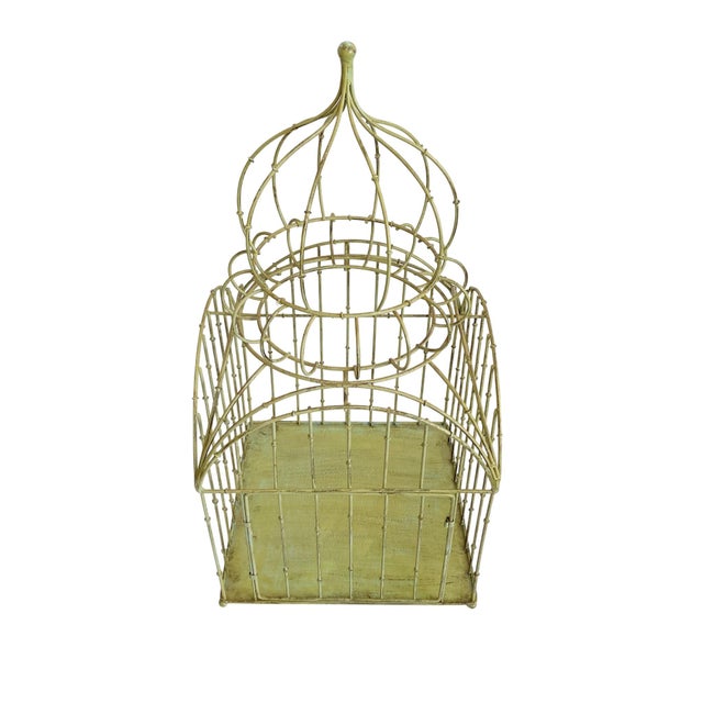 Green Metal Vintage Victorian Birdcage For Sale - Image 4 of 5