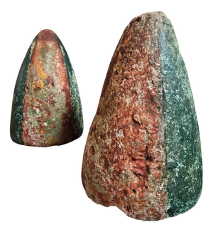 19th Century French Painted Sandstone Finials, Set of 2