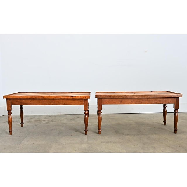 French Vintage Pair of Parquet Coffee Tables For Sale - Image 11 of 15