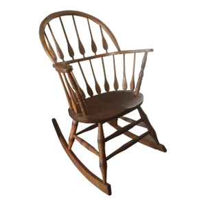 Antique Handmade Windsor Spoon-Spindled Rocking Chair