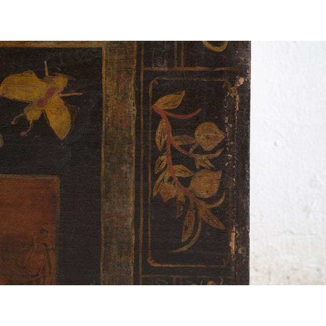 Brown Chinese Dowry Trunk with Polychrome For Sale - Image 8 of 12