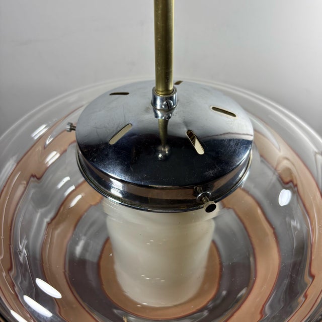 Silver Scandinavian Beehive Pendant Lamp in Glass and Steel, Sweden, 1930s For Sale - Image 8 of 13