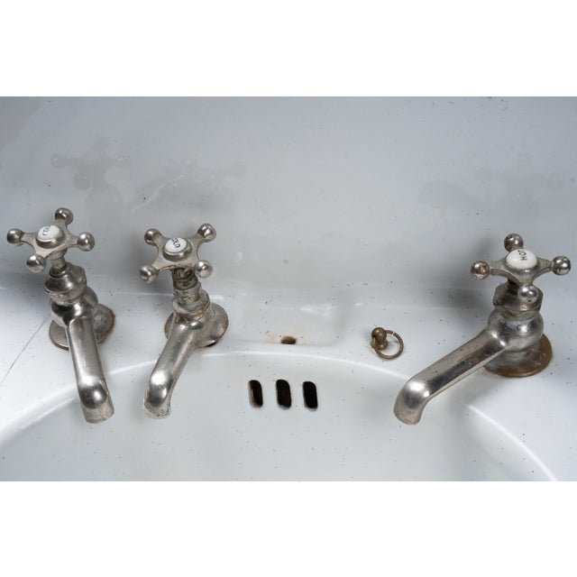 Early 20th Century Kohler Porcelain Enameled Cast Iron Three Tap Sink For Sale In Chicago - Image 6 of 12