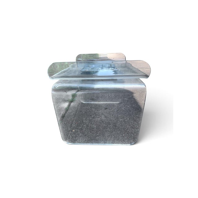 1960s Attributed to Charles Hollis Jones Lucite 1970s Waterfall Swivel Bench or Ottoman For Sale - Image 5 of 17