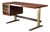 Italian Walnut Desk with Brass Base, Italy, 1950s For Sale