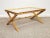 Wood Hollywood Regency Glass Top, Cross-Leg and Faux Bamboo Coffee Table For Sale - Image 7 of 7