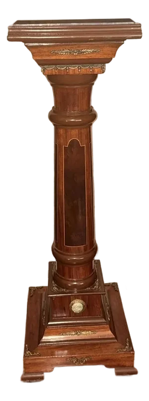 Neoclassical Louis XV Italian Marble Top Mahogany Pedestal Column 2 Avail