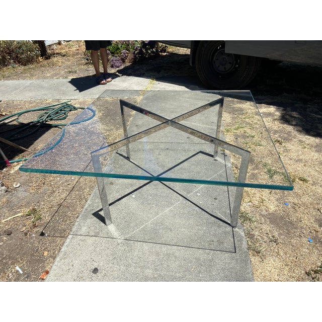 2000 - 2009 Modern Barcelona Stainless Coffee Table by Mies Van Der Rohe for Knoll Chipped ! For Sale - Image 5 of 18