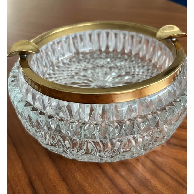 French Mid-Century French Cut Crystal Ashtray For Sale - Image 3 of 11