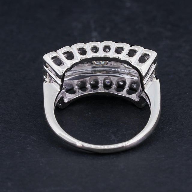 Silver Vintage Art Deco Diamond Ring 14k White Gold Size 7.75 For Sale - Image 8 of 12