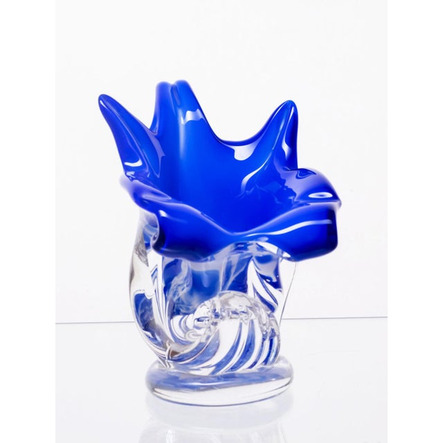 1970s Blue Hand-Shaped Glass Vase, 1970s For Sale - Image 5 of 6