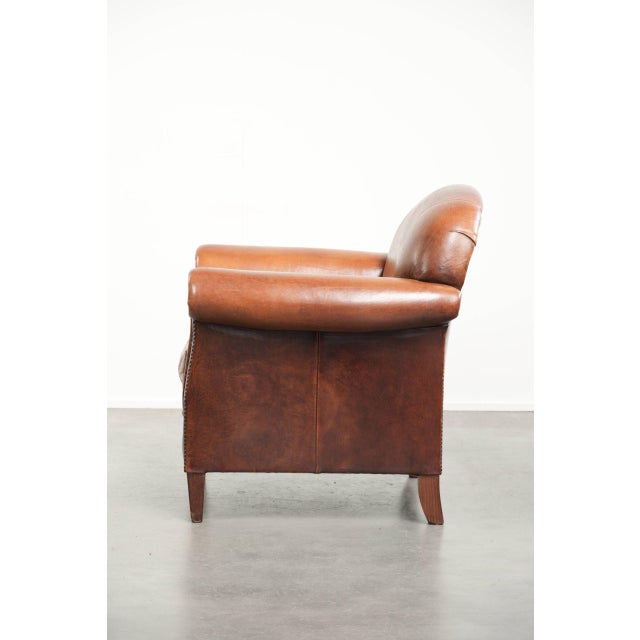 Vintage Sheepskin Armchair with Decorative Nails For Sale - Image 5 of 13