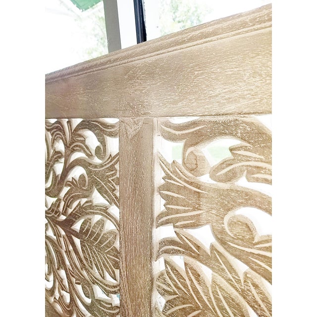 Carved Mangowood King Size Headboard For Sale In West Palm - Image 6 of 7