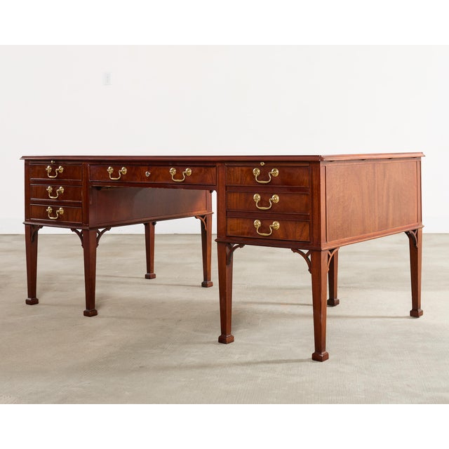 Baker Furniture Company Baker Collector's Edition Georgian Mahogany Writing Table Desk For Sale - Image 4 of 18