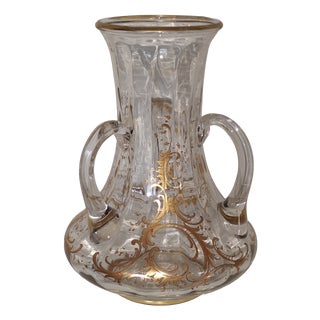 Large Antique Handmade Glass Vase, 1890s For Sale