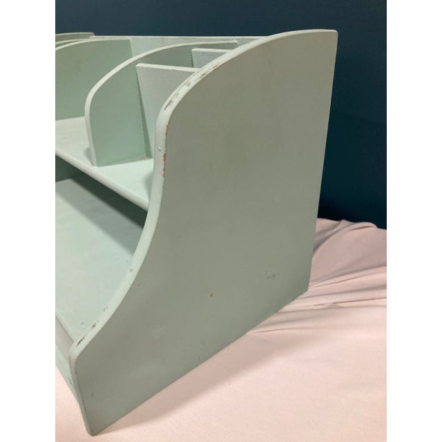 Mint Vintage Mint Green Wooden Desk Organizer With Drawer and Compartments For Sale - Image 8 of 10
