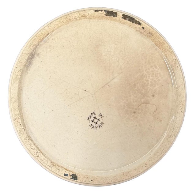 Metal Antique 1930s Art Deco Earthenware Powder Box With Female Bust Handle - Made in Japan For Sale - Image 7 of 9