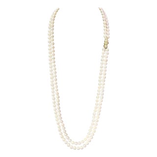 Akoya Pearl Diamond Necklace 14k Y Gold Certified For Sale