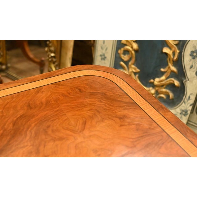 Brown Regency Walnut Dining Table Extending Pedestal For Sale - Image 8 of 13