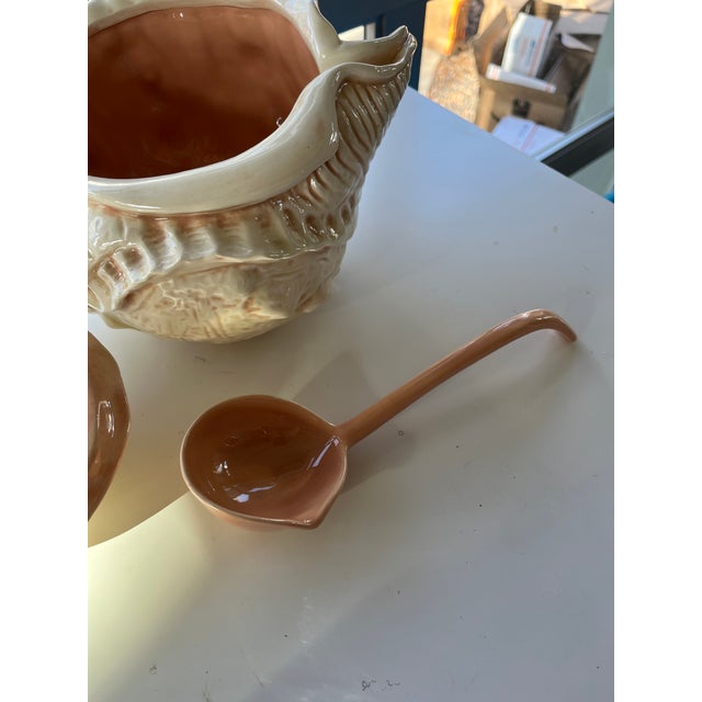 Late 20th Century Conch Shell Ceramic Soup Tureen With Ladle For Sale - Image 4 of 12