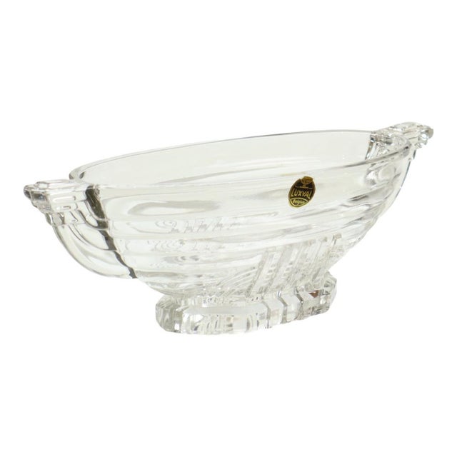 Clear glass Art Deco fruit bowl from the Luxval collection of 1935; this is No. 38 Coupe Marcelle designed by Charles...