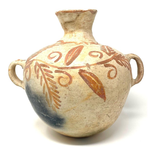 Mexican Hand-Painted Water Jar From Chiapas, Mexico - 12" H X 8" Diam. For Sale - Image 3 of 10