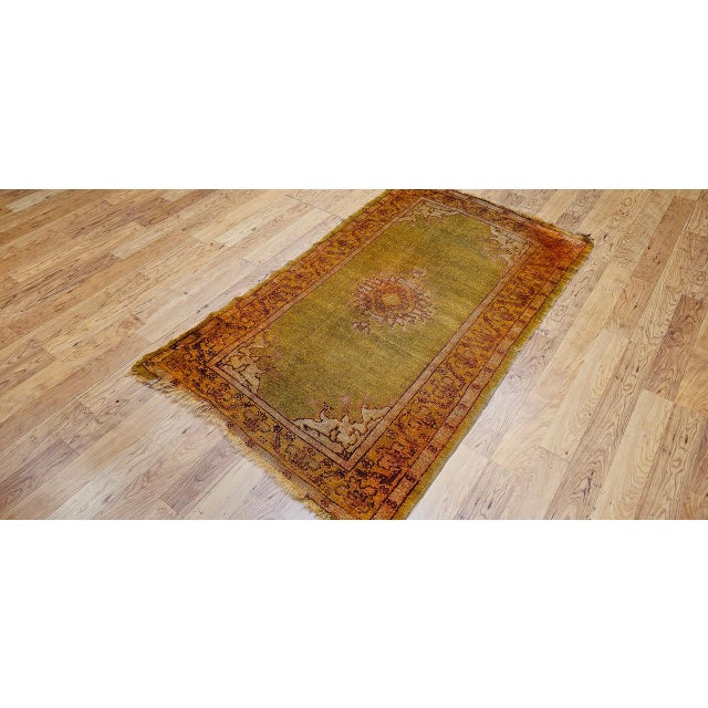 Antique Turkish Oushak Area Rug, Hand-Knotted Wool, Chartreuse, 1900s, 4' x 6' For Sale - Image 4 of 14
