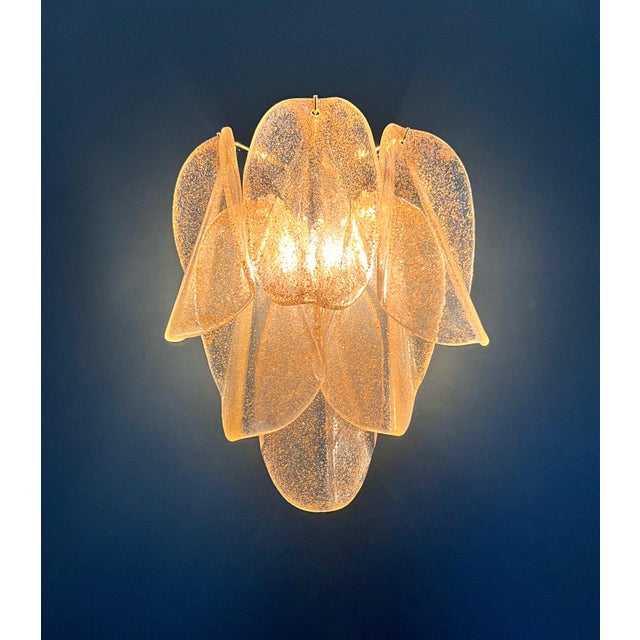 Vintage Gold Murano Glass Petal Wall Sconces from Rondini, 1990s, Set of 2 For Sale - Image 15 of 16