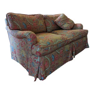 Vintage Loveseat With Flora and Fauna Design For Sale