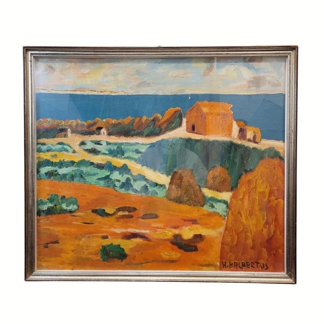H. Halbertus, Mediterranean Landscape, 1950s, Oil Painting on Canvas, Framed For Sale - Image 17 of 17