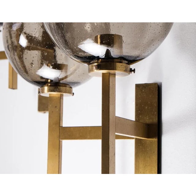 Gold Large Brass Wall Lamp attributed to Holger Johansson, Sweden, 1960s For Sale - Image 8 of 10