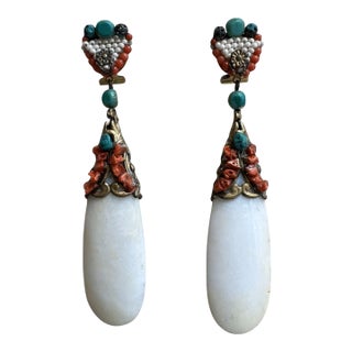 Late 20th Century Dublos Drop Clip on Earrings - Set of 2 For Sale