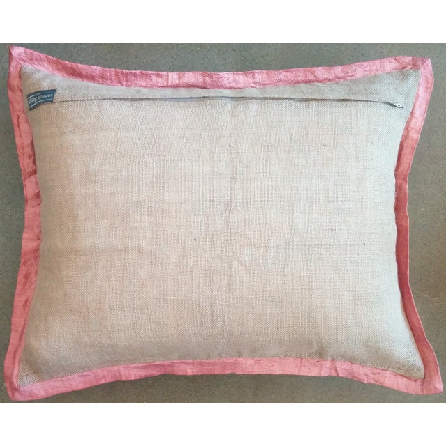 Burlap and Peach Velvet Applique Pillow Cover Chairish