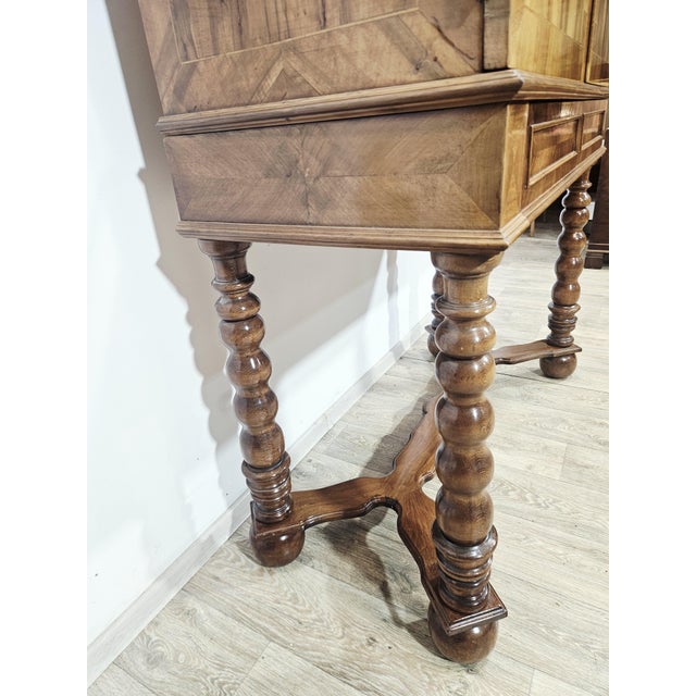 19th Century Baroque Walnut Cabinet with Inlays and Turned Legs For Sale - Image 13 of 18