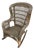 Vintage Large 42” Wood Wicker Rocking Chair For Sale