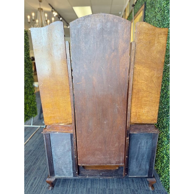 Brown Antique Victorian Dressing Table With Tri-Fold Mirrors and Celluloid Handles (French Ivory) For Sale - Image 8 of 18